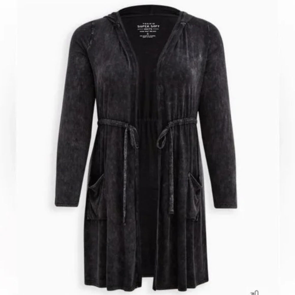 Torrid Hoodie Anorak - Super Soft Mineral Wash Black NWOT